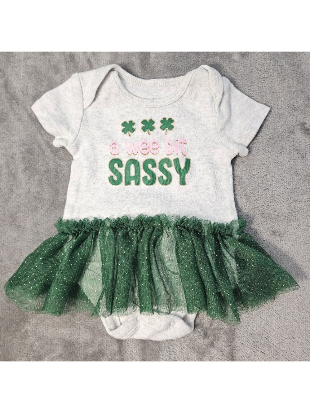 St Patricks Day Tutu Bodysuit Baby Girls St Pattys One Piece 0-3 Months Green